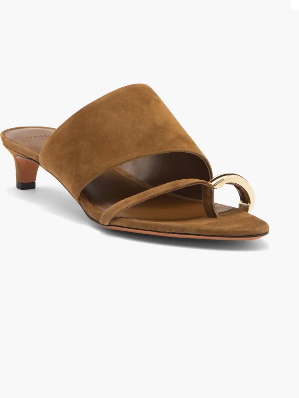 Vince Suzie Brown Suede Kitten Heel Slide Sandals Size 8.5